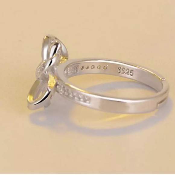 NEW 💎 925 Silver Adjustable big bow CZ Ring - Picture 4 of 6